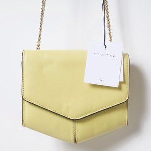 Sandro Small Yellow Lou Crossbody with Chain Strap